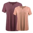 thumbnail image 4 of Hot days, bold styles. Olyvenn 2 Pack Plus Size Tops for Women V-Neck Casual Loose Summer Short Sleeve Shirts Solid Blouse Hide Belly Tunics Pink XL, 4 of 4