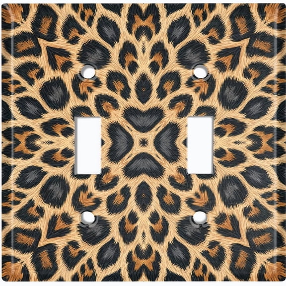 Metal Light Switch Wall Plate Outlet Cover (Printed Image of Leopard Mandala - Double Toggle)