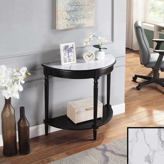 Convenience Concepts French Country Half-Round Entryway Table with Shelf, Black