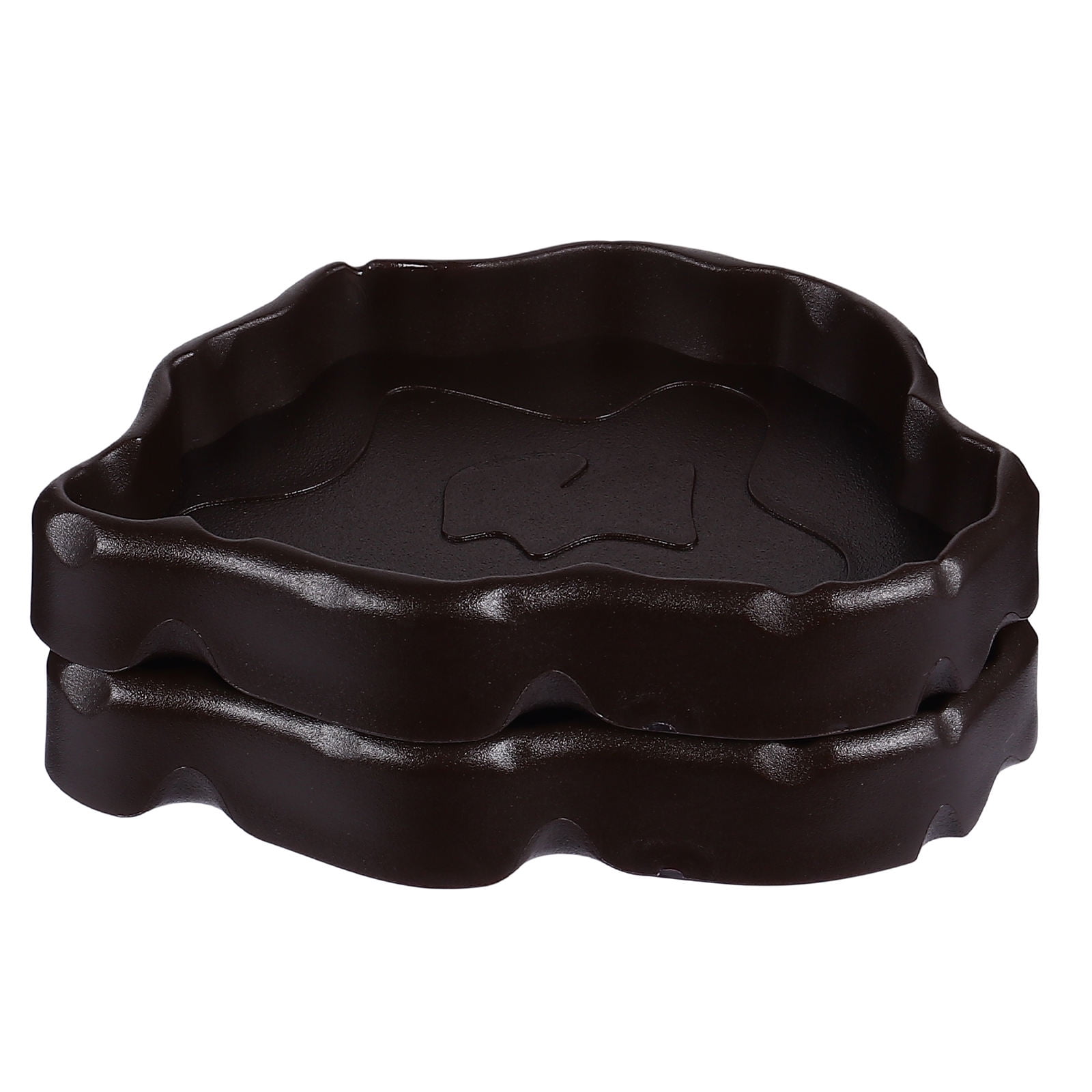 BESTYASH Black Reptile Feeding Bowl Set, Nonporous Resin Dish for Lizards, Geckos and Small Pets, 2 Pieces