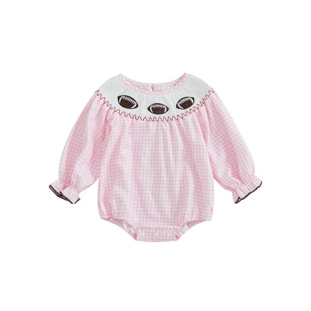 

YiLvUst Baby Girls Romper Long Sleeve Embroidery Rugby Plaid Autumn Bodysuit