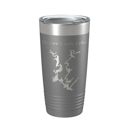 

McGee Creek Lake Map Tumbler Travel Mug Insulated Laser Engraved Coffee Cup Oklahoma 20 oz Dark Gray