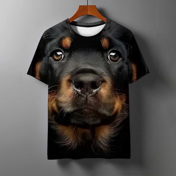 DayScoop Short Sleeve T-Shirts for Men Summer Fashion Round Neck Tee Casual Sports Vintage Funny Animals Dog Print Tops