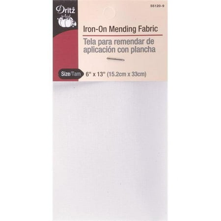 UPC: 0072879150087 | Dritz 55120-9 Iron-On Mending Fabric White – 6 x 13 in.