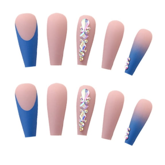 Long Mixed Color Artificial Nails Unique Trendy Pattern Nail Pieces for Finger Nail DIY at-Home Jelly Glue Model