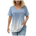 thumbnail image 5 of vigerkar Summer Tops for Women 2025 Short Sleeve V Neck T Shirts Trendy Vintage Basic Tees Loose Comfy Blouses Casual Outfits Blue, XL, 5 of 6