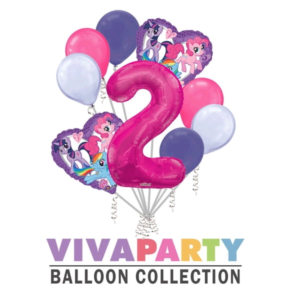 9 pc My Little Pony Heart Balloon Bouquet 2nd Birthday Party Decoration Birthday