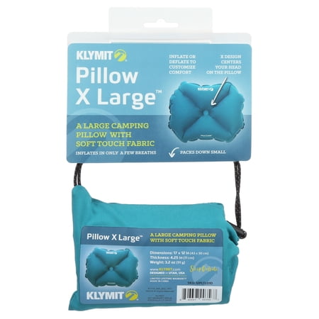 Klymit 枕X LARGEインフレータブルキャンピング&amp;トラベルピロー、ティール - LARGE