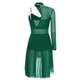 thumbnail image 2 of MSemis Women Modern Lyrical Dance Dress Single Sleeve Ballet Ballroom Dresses Green XXL, 2 of 5