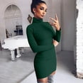 thumbnail image 5 of BadyminCSL Fashion Women Solid Long Sleeve Sweater Dress Tight Turtleneck Pullover Dress, 5 of 7