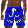 thumbnail image 4 of KHONTS Men's Beach Shorts Funny 3D Expression Graphic Summer Swim Trunks Novelty Beachwear Sports Vacation Shorts with Pockets Blue S, 4 of 4