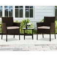 thumbnail image 1 of YRLLENSDAN Outdoor Patio Furniture Sets，3 Pieces Patio Set Rattan Chair Indoor Wicker Bistro Set with Glass Table for Yard Lawn (Brown), 1 of 7