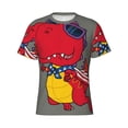 thumbnail image 4 of Vsdgher Dinosaur Super Hero Cartoon Print Men's Dry Fit Mesh Athletic Shirts Moisture Wicking Tennis T-Shirt Tops, 4 of 9