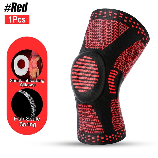 TYPPKMM 1/2Pcs Sport Compression Knee Support Brace Patella Protector Knitted Silicone Spring LegPad Cycling Running Basketball Football
