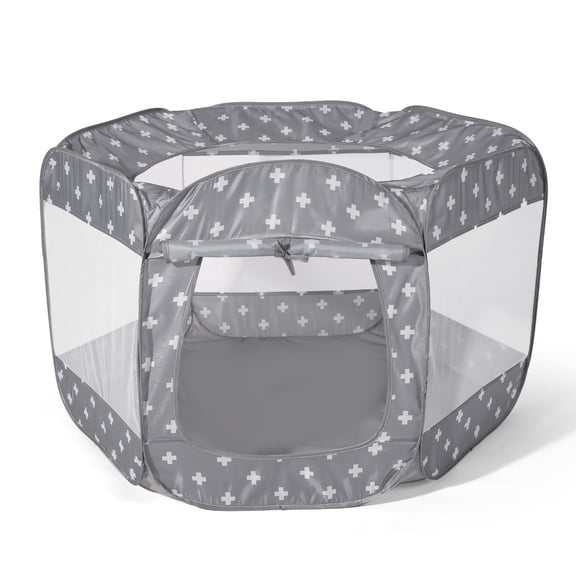 Kids Gray Plus Ball Pit with Curtain Large Pop Up Childrens Ball Pits Tent for Toddlers Playhouse Baby Crawl Playpen with Zipper Storage Bag, Balls Not Included