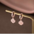 thumbnail image 4 of 925 Sterling Silver CZ Clover Hoop Earrings Dangle for Women Teens Lucky Clover Leaf Huggie Earrings Flower Drop, 4 of 6