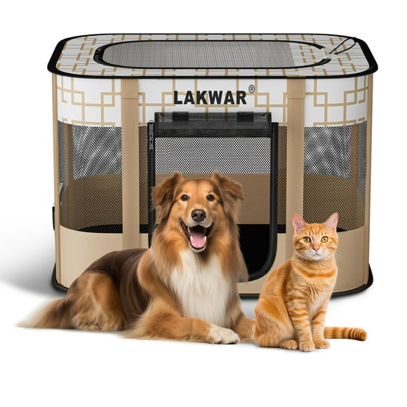 Upgrade Pet Playpen Indoor/Outdoor Portable and Foldable Puppy Playpen for Dogs, Cats, Small Animal, Great for Travel and Camping, Including Carrying Case (Large)