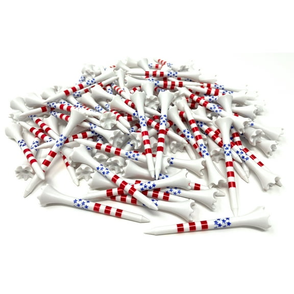 NorthPointe 2 3/4” USA Stars and Stripes America Flag Golf Tees Plastic - 100 Tees in Bulk – Patriotic