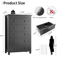 thumbnail image 3 of FANRAL 5 Drawers Tall Dresser for Bedroom,Wood Tall Dresser Modern Chest of Drawers,Closet Clothes Organizer Storage Cabinet,Black Dresser, 3 of 7