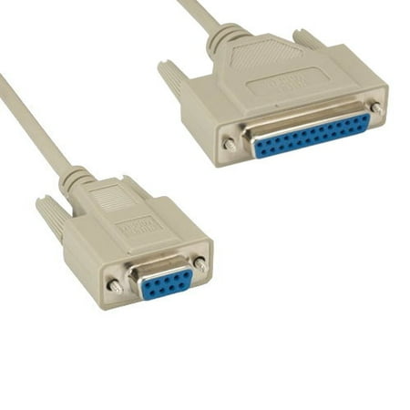 Female Serial Modem Cable - Kentek 6 Feet FT DB9 Female to DB25 Female Null Modem Serial Printer Cable Cord 28 AWG F/F Molded D-SUB RS-232 Crossover 9 to 25 Pin for DTE PC Mac Linux Data Transmission communication