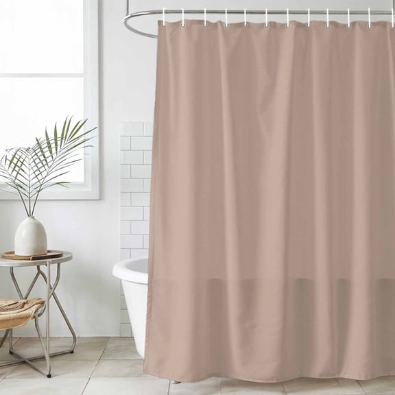 Warm Beige Waterproof Fabric Shower Curtain, Solid Color Farmhouse Beige Waterproof Fabric Shower Curtain for Bathroom Curtains Bathtubs Hotel Washable Shower Curtains with 12 Hooks Small 36x78in