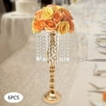 thumbnail image 3 of 6 Pcs Crystal Flower Stand Wedding Road Lead Tall Flower Holders Centerpiece Crystal Metal Flower Vase for Reception Tables Wedding Supplies Gold, 3 of 13