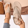 thumbnail image 2 of Khaki Womens Khaki Flock Flat Sandals Elastic Back Strap Round Open Toe Casual Indoor Outdoor Slip-On 2026, 2 of 9