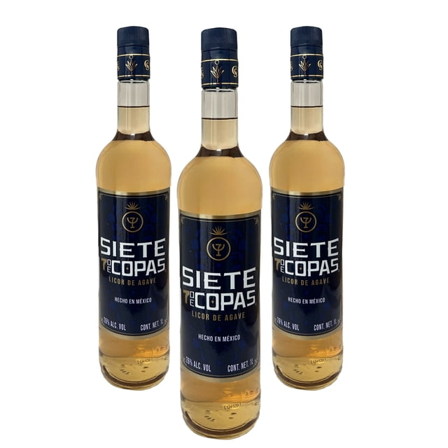 Tripack Licor De Agave 7 Siete De Copas Oro 1000 Ml Siete de Copas Licor de Agave