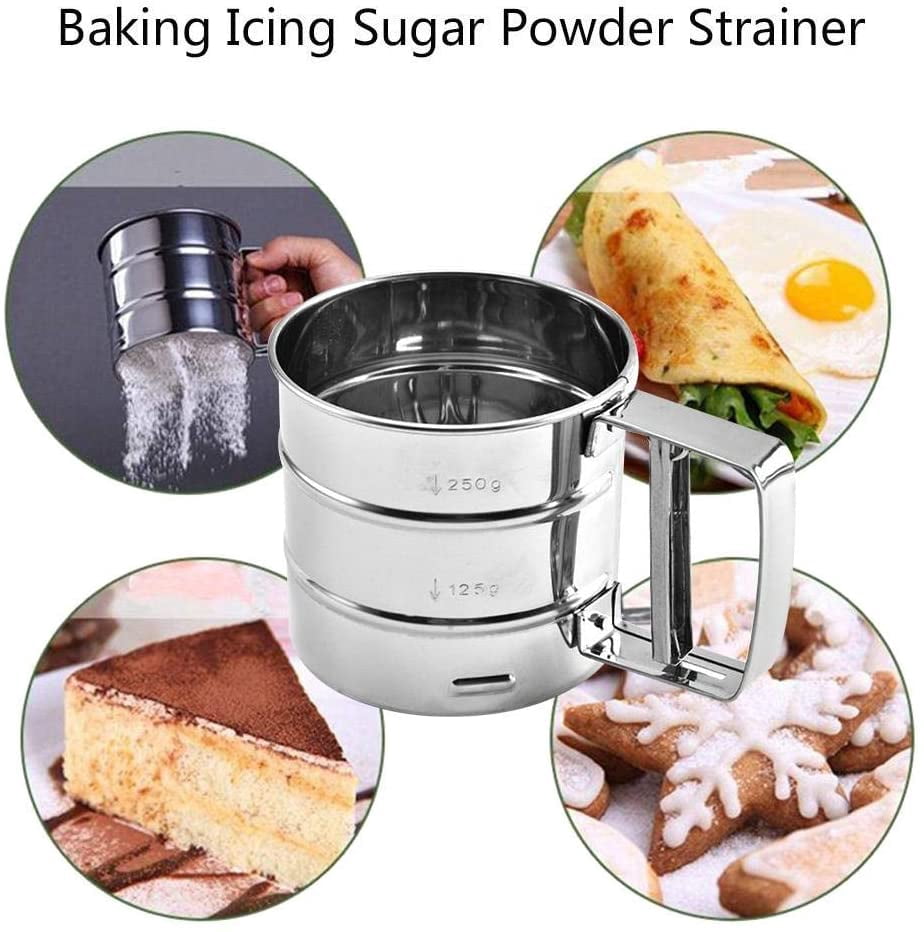 Shaker à Poudre En Acier Inoxydable - Tamis Fin Pour Farine, Sucre, Cacao - 3 Tailles (petit/moyen/grand) - 6