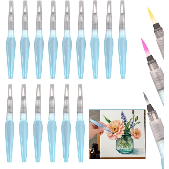 15PCS Watercolour Brush Pens, Duslogis Watercolor Paint Pens, Refillable Water Brush Pens, Watercolor Brush Pens Set, Aqua Brush Pen for Beginners