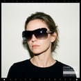 thumbnail image 4 of SA106 Womens Oversize Shield Curved Wrap Around Fashion Sunglasses / Gold Frame - Gradient Black Lens, 4 of 7