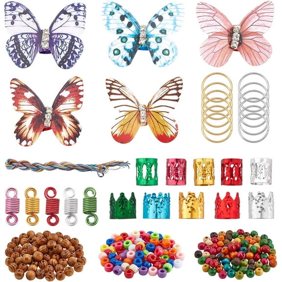 457Pcs Hair Jewelry Dreadlocks Loc Accessories Butterfly Hair Cuffs Metal Hair Cuffs Hair Rings Braid Hair Loop Clips for Braiding Hair Decoration DIY