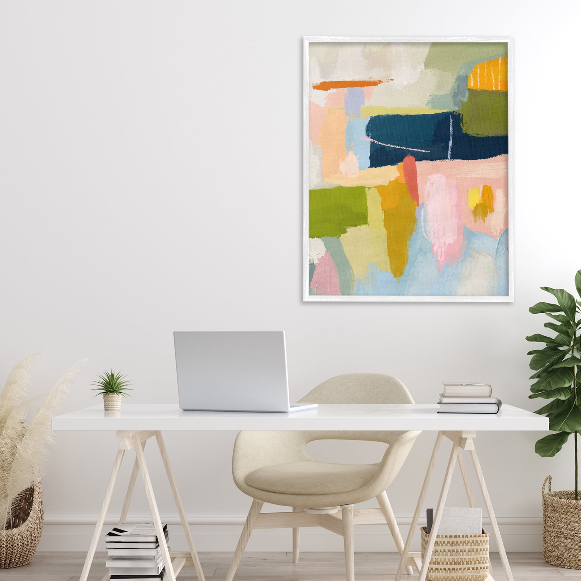 Stupell Industries Pastel Wonder Smattering White Framed Giclee Art, design by Lisa Nohren