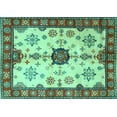thumbnail image 1 of Ahgly Company Machine Washable Indoor Rectangle Geometric Turquoise Blue Traditional Area Rugs, 7' x 9', 1 of 4
