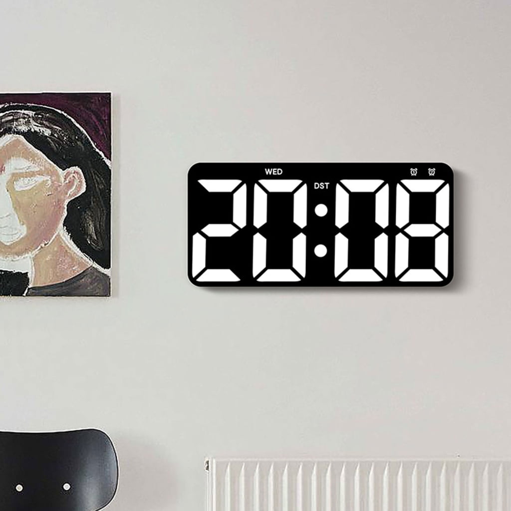 WINDLAND Large LED Digital Wall Clock with Countdown Timer, Calendar Thermometer Display