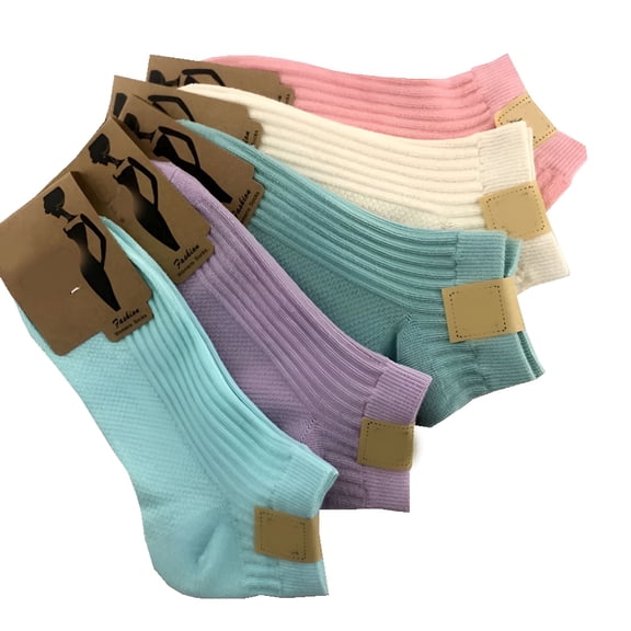 TELOLY 5-Pack Unisex 100% Cotton Socks - Solid Candy Color Invisible Socks for Women & Men