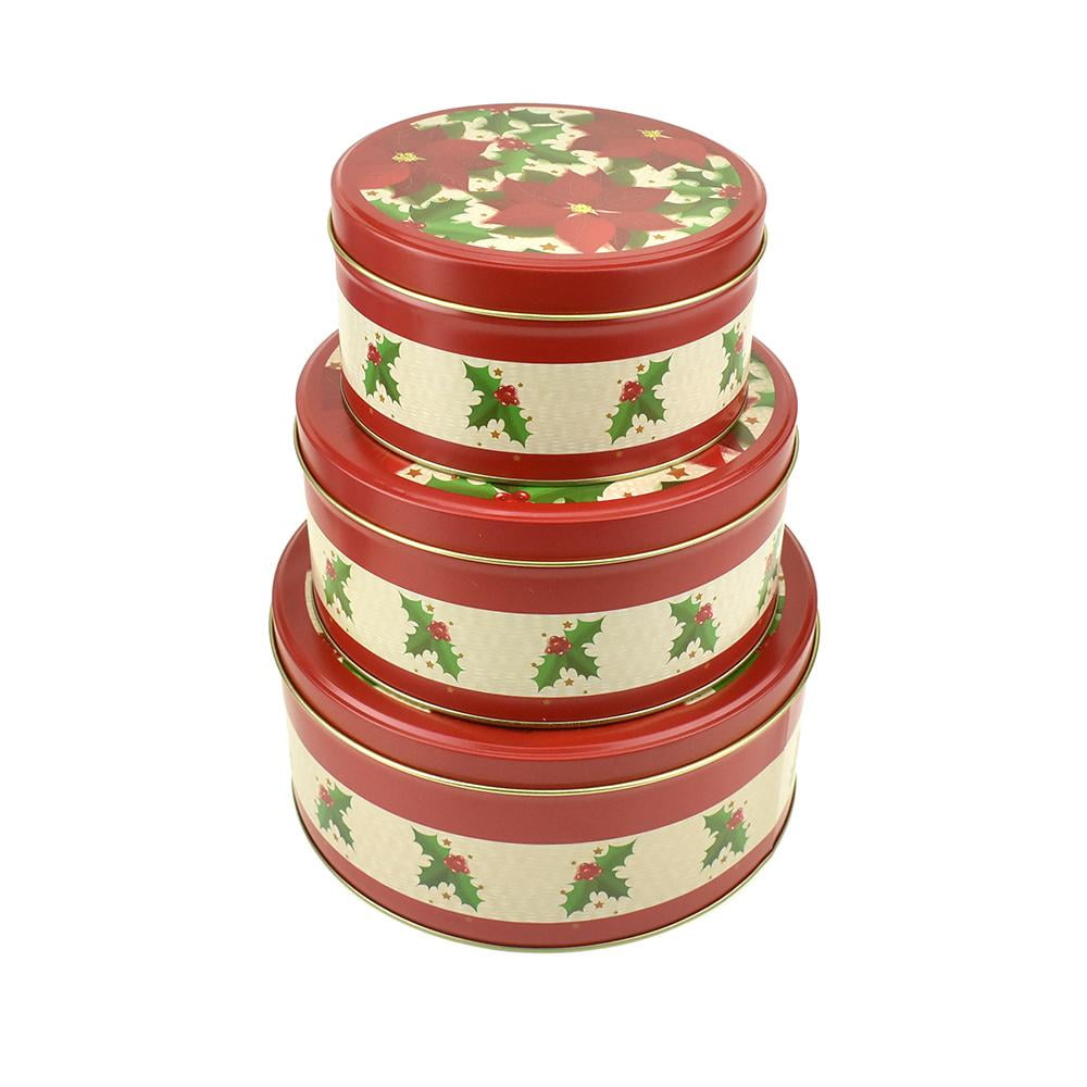 Christmas Robins Cake Biscuit Storage Tins 3 Sizes Baking Storage Container