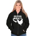 thumbnail image 3 of Guess What Chicken Funny Sarcastic Unisex Fleece Graphic Zip Up Hoodie Brisco Brands 2X, 3 of 5