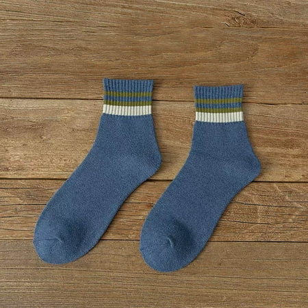 

Cathalem Striped Wool Hosiery Winter Thick And Comfortable Warm Men Medium Length Casual Sock Aide Device for Seniors Socks Blue One Size