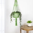 thumbnail image 2 of Northlight 43" Green Lattice Pattern Macrame Hanging Planter Holder, 2 of 7