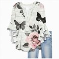 thumbnail image 4 of Towmus Blouses for Women 3/4 Ruffle Sleeve Summer Tops V Neck Business Work Blouse Dressy Casual Loose Shirts Floral Tops for Women S-2XL, 4 of 4
