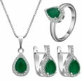 thumbnail image 4 of K-KED Created Cubic Zirconia Necklace Earrings Rings 925 Silver Women Delicate Jewelry set-Green-7, 4 of 7