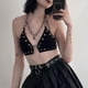 thumbnail image 5 of Top corto de moda de retazos con cadenas, Tops sin espalda, ropa con cuello Halter, hombros descubiertos , gótico para Festival de BLESIY Blusas de mujer, 5 of 8