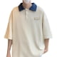 thumbnail image 2 of Camiseta de hombre con cuello vuelto y botón frontal de media manga, Top suelto para uso diario de verano, 2 of 8