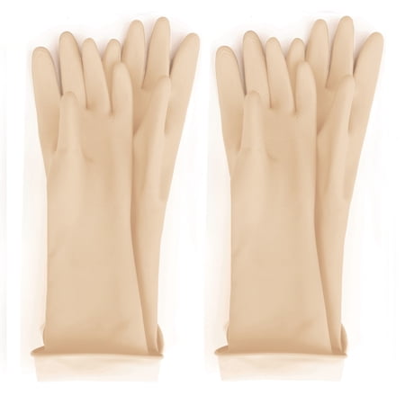 Kids, Children Reusable Multipurpose Waterproof Hand Protection Latex Rubber Gloves (2 Pairs, IVORY)