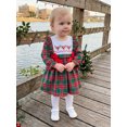 thumbnail image 5 of RUINIXCW Toddler Baby Girl Christmas Dress Outfit Infant Baby Girl Fall Winter Giangham Plaid Dress Clothes Cute Santa Tree Deer Embroidery Long Sleeve Ruffled Dress, 5 of 9
