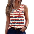 thumbnail image 3 of 250th Anniversary Tank Top for Women 1776-2026 - Patriotic Geometric USA Flag V-Neck Sleeveless Tee - Casual Loose Fit Graphic Top for Independence Day Party Watermelon Red M, 3 of 6