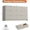 thumbnail image 2 of FURNIWAY 6 Drawer Dresser for Bedroom, 55" Wide Modern Chest of Drawers with Gold Metal Handles, Fluted Wood Clothes Storage Organizer & Cabinet for Living Room, Hallway(Beige), 2 of 8