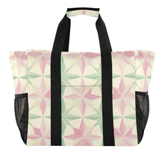 FORMRS Tote Bag for Women Large Capacity Canvas Travel Foldable Carry On Shopping Handbag, Beige Symmetrical Stars