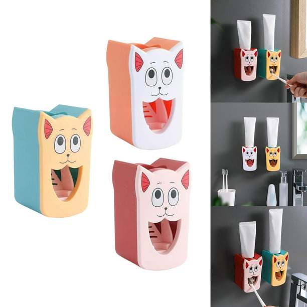 Toothpaste Squeezer,Automatic Toothpaste Dispenser Cute Cartoon,Toothpaste Squeezer Wall Mounted Waterproof,Dustproof Toothpaste Holder Rack Space Saving,Multifunctional Organizer Style B Macarena Exprimidor de pasta de dientes